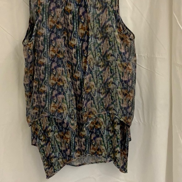 Flowing Tank-style Tunic of Muted Multi-colored Fabric with Silk Overlay Size M - Picture 6 of 8